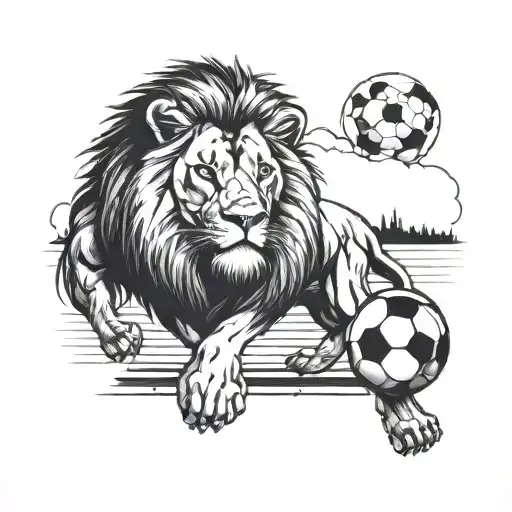 Lion Eyes And Soccer Field In The Background