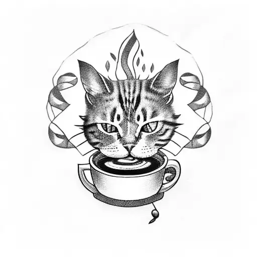 Punk Cat With Coffee