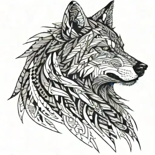 A Futuristic Cybernetic Wolf With Circuit Patterns Integrated Into Its Fur
