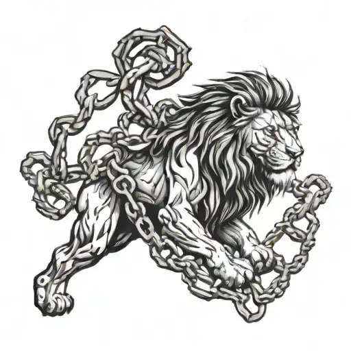 A Lion Breaking Chains