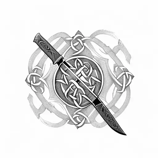 Sword Surrounded By Celtic Protection Sign