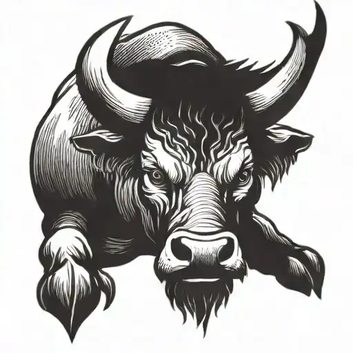 Head Of A Bull With Red Eyes