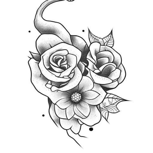 Leg Sleeve Snake And Flowers