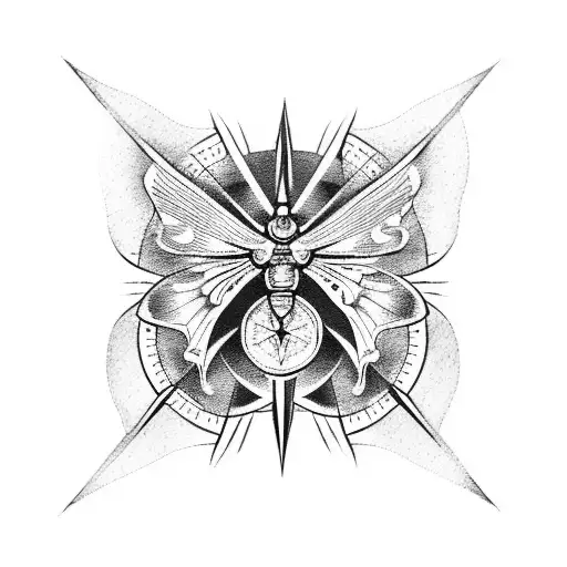 Compass With Large Butterfly