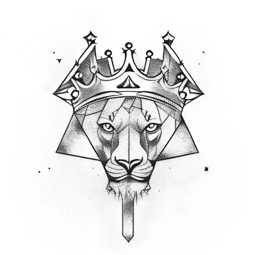 Leo Head With Crown In Triangle