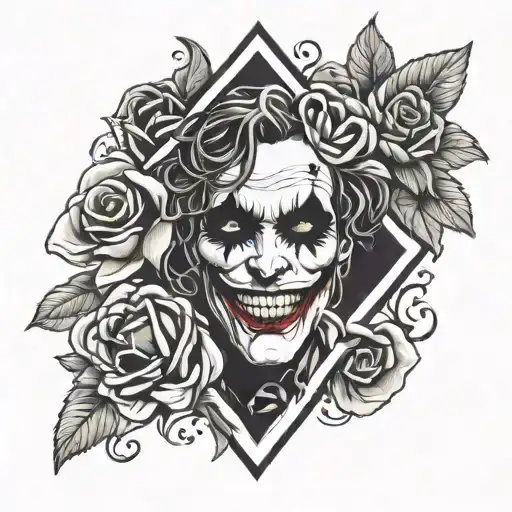 Joker Playing Card With Roses Intertwined