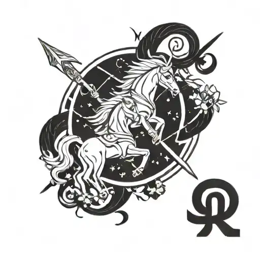 Sagittarius And Libra Zodiac Sign Fused Together