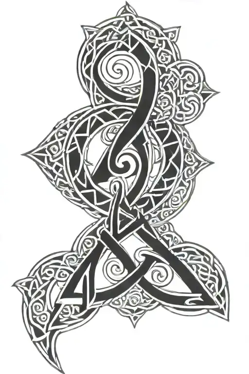 Celtic Symbols And Runes Carved Into The Skin