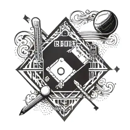 A Baseball Diamond With A Unique Twist Incorporating Elements Of Dotwork