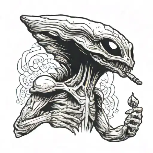 Alien Smoking A Joint Made Of Money