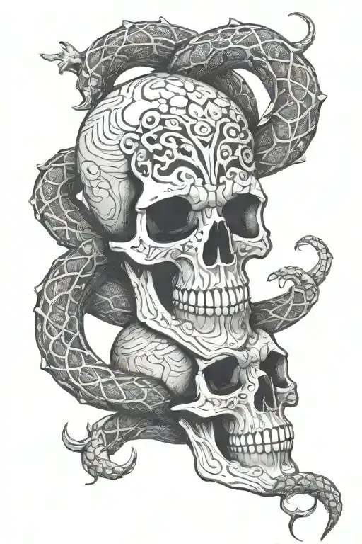 Skull Snake Wrapped Tightly