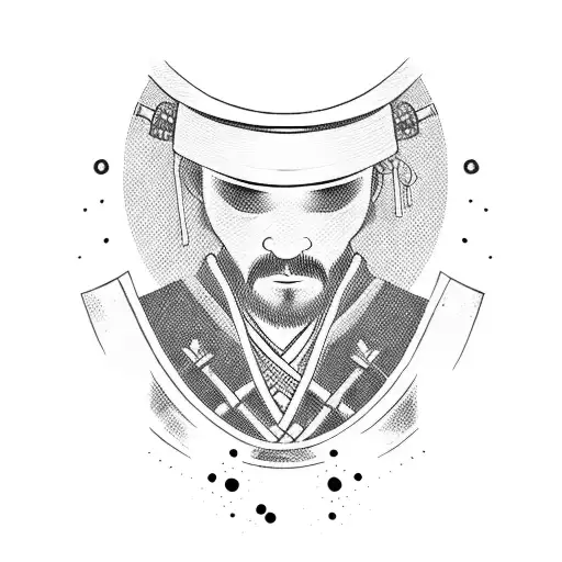 Tiny Samurai With A Katana Wearing Straw Hat Covering His Face