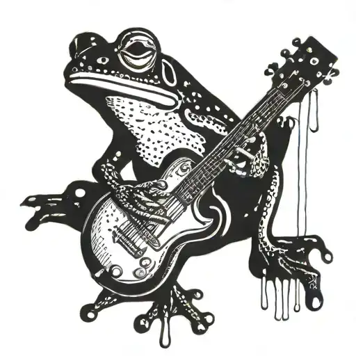 A Frog Playing A Guitar In The Rain With A Cup Of Cider