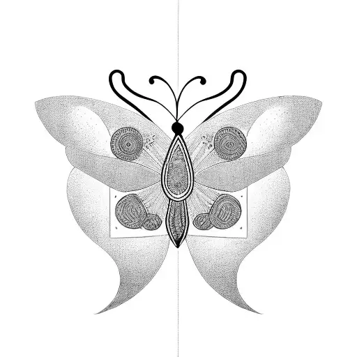 Combine The Unalome Symbol With A Butterfly In A Geometric Shape