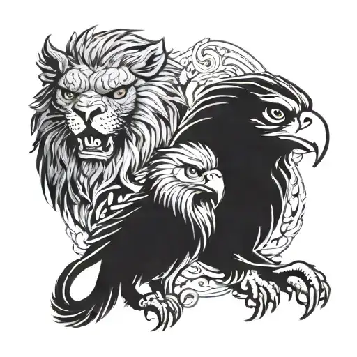 Three Lions And Eagle