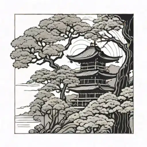 Japan And Trees Background Looking