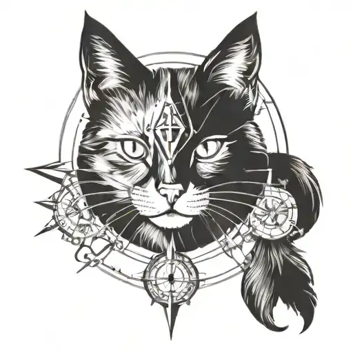 Compass And Cat Face