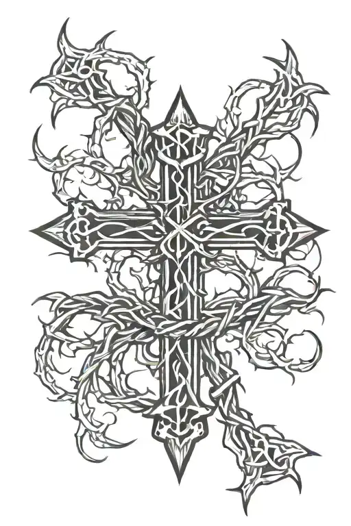 Cross With Crown Of Thorns Hanging