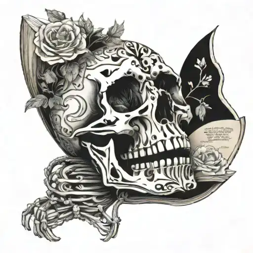 An Anklyosaurous Skeleton Intertwined With Intricate Book Pages Forming A Unique And Artistic Design