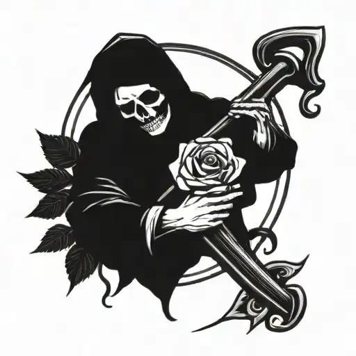 Death With Scythe And A Rose
