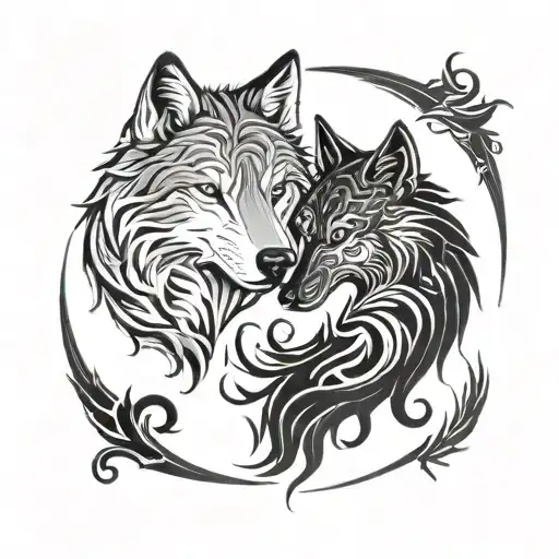 Wolf Yin Yang Symbol