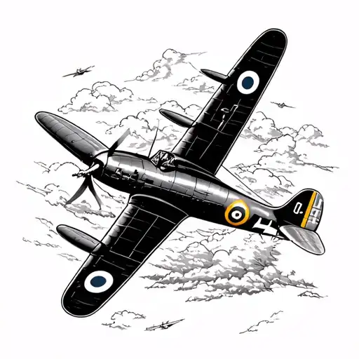 Spitfire Plane Flying Black And White