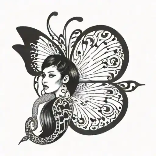 Semicolon Butterfly Wigs With Snake Wrapped Round Small