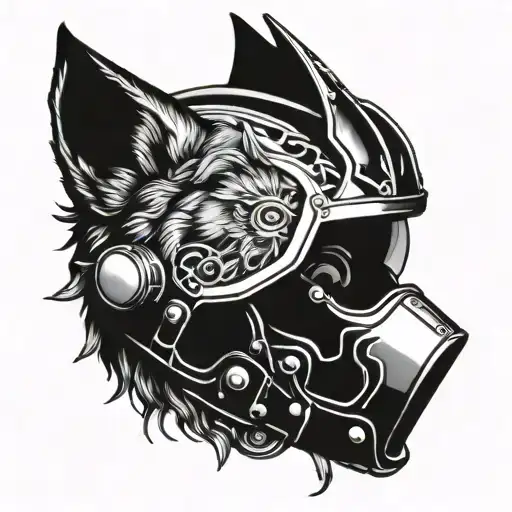 Wolf And Helmet Surrounded