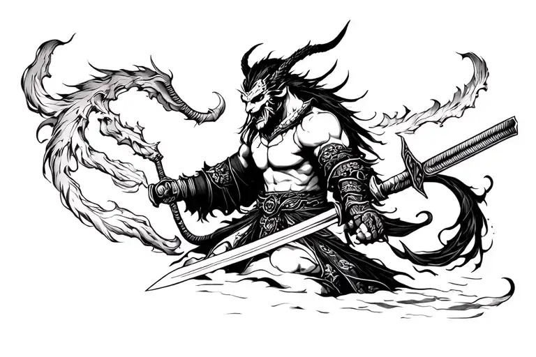 Demon Samurai With Sword