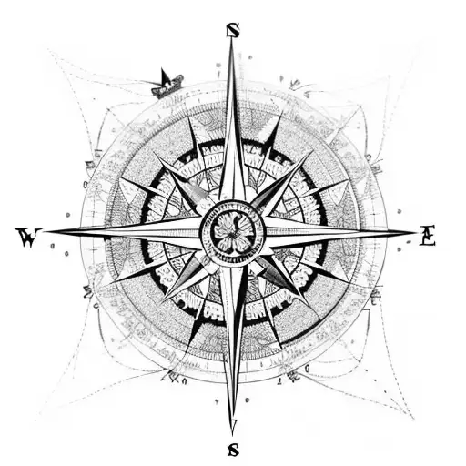 A Compass Rose Surrounded By Intricate Map Details