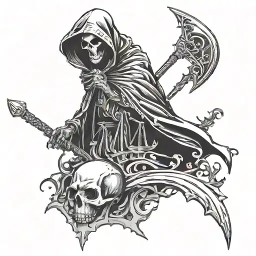 Grim Reaper And Bones And Castle Surrounded