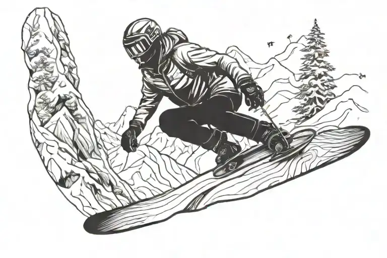 Snowboarder Riding Mountain Inside A Joint