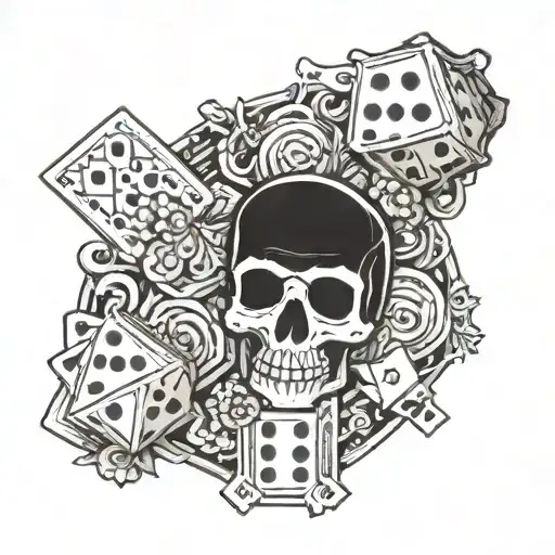 Dice In The Middle Skeleton And King Of Gambling