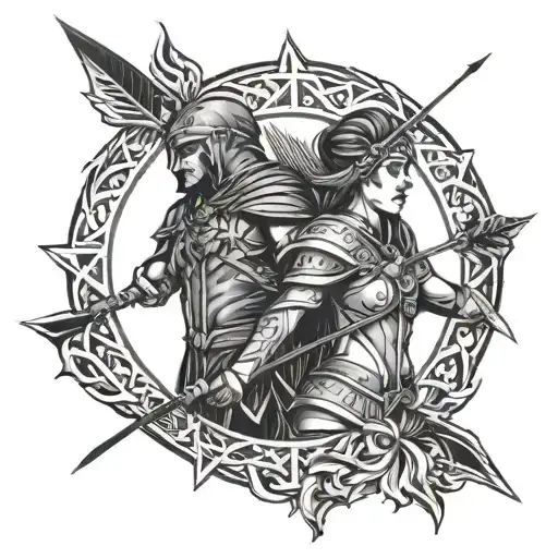 Arrow Sun And Warrior Holding