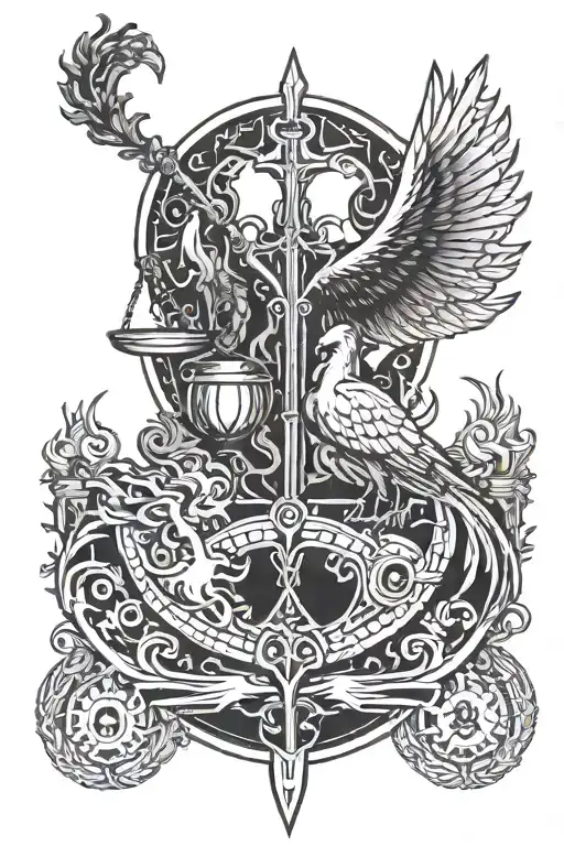 Libra Zodiac And Phoenix Rising From The Ashes Symbolizing Rebirth