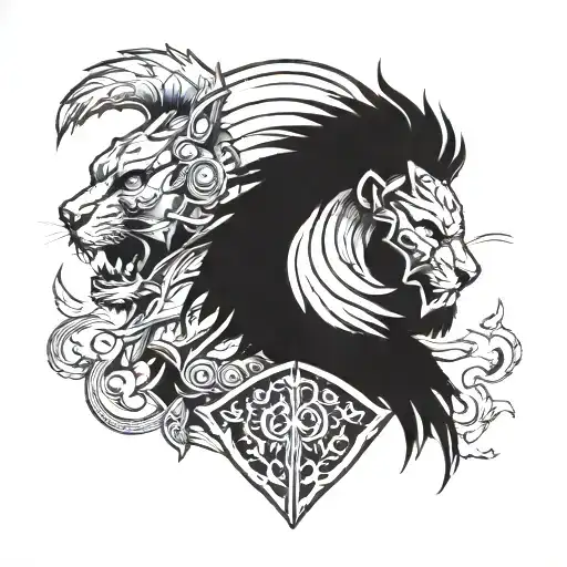 Spartan Facing A Lion