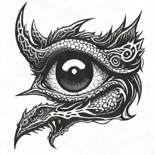 Bleeding Eye With A Dragon In The Background