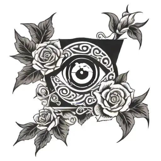 Naruto Eye With Roses And Black Crows