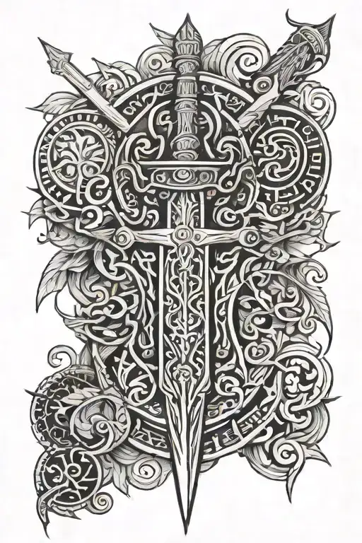 Norse Symbols With A Sword