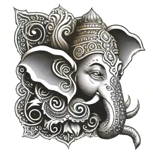 Lord Ganesha Face Semi Realistic Portrait