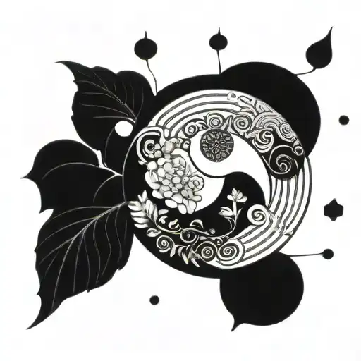 Ying And Yang Mixed With Ikigai Symbol