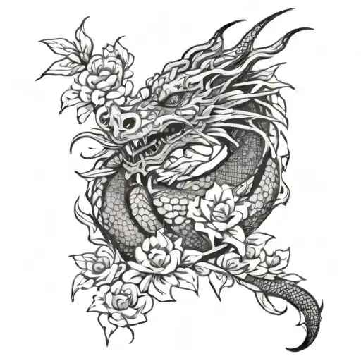 Dragon With Flowers