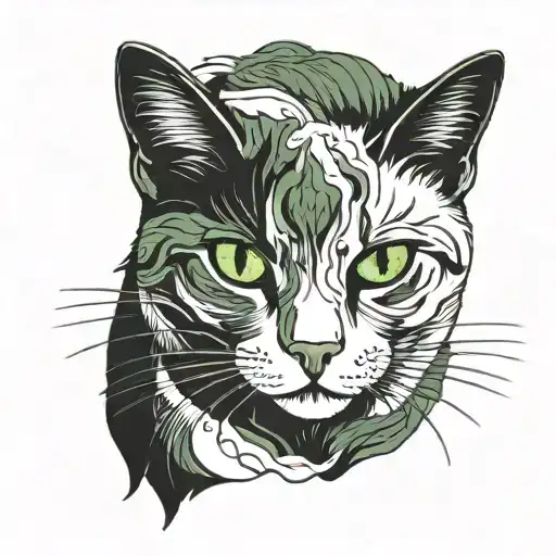 A Cat With Green Eyes Looking