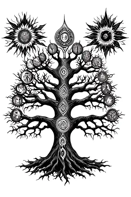 The Tree Of Life With The 9 Realns From Norse Mythology