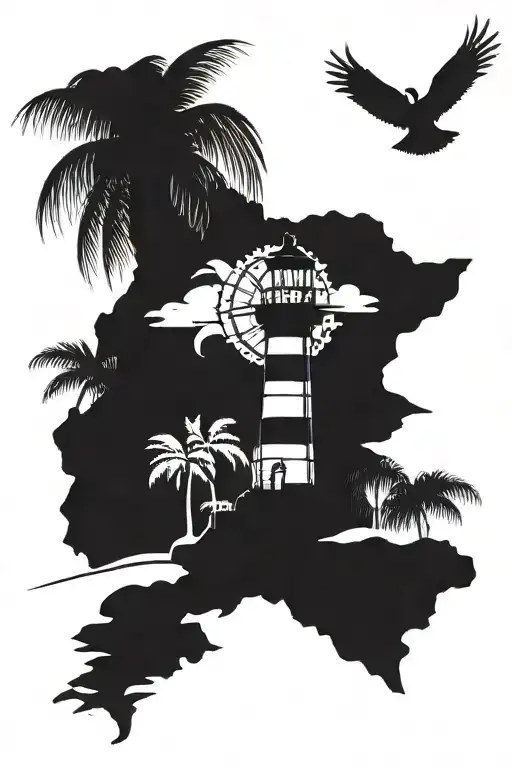 Lower Sleeve Closure Lighthouse Compass Palm Tree