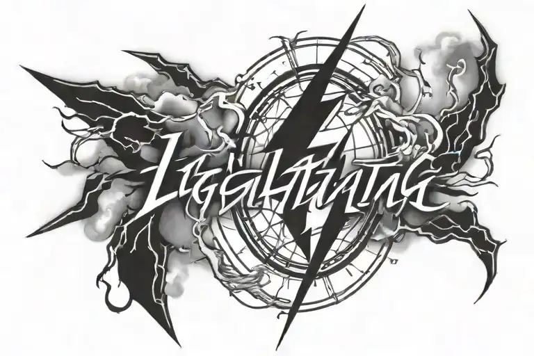 Lightning Tattoo With Name And Birth Date