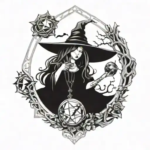 Full Body Witch Girl With Crystal Frame