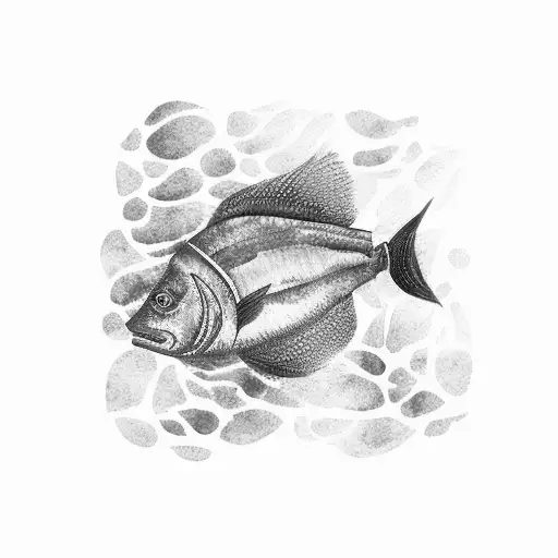 A Watercolor Painting Of A Vibrant Red Fish Swimming Alongside A Serene Blue Fish