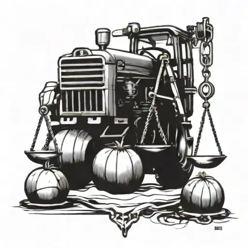 Libra Scale And A Tractor