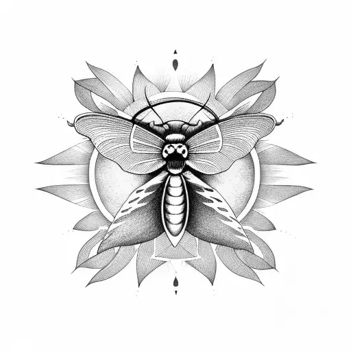 Death Moth With Moon And Sun